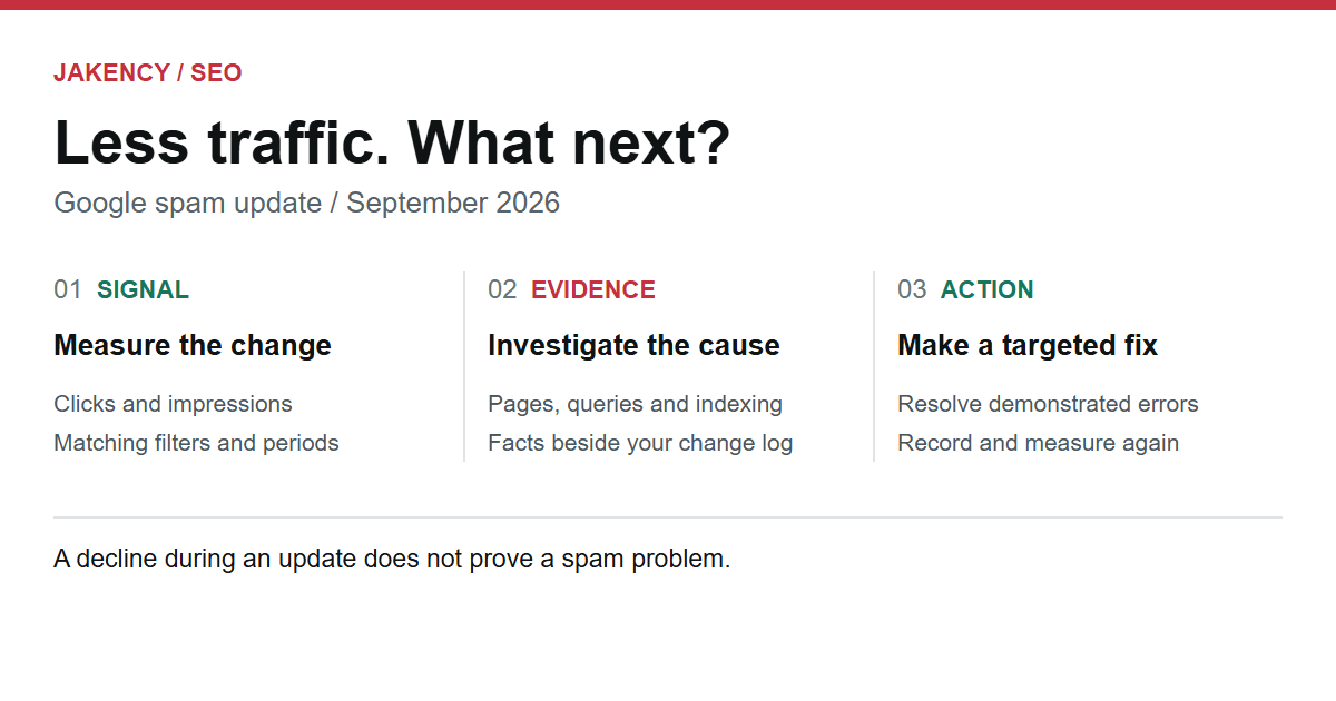 Spam update diagnosis: measure the signal, inspect the evidence and choose a specific action
